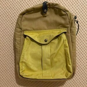 Filson camel backpack with leather straps and wool trim - like NEW condition!